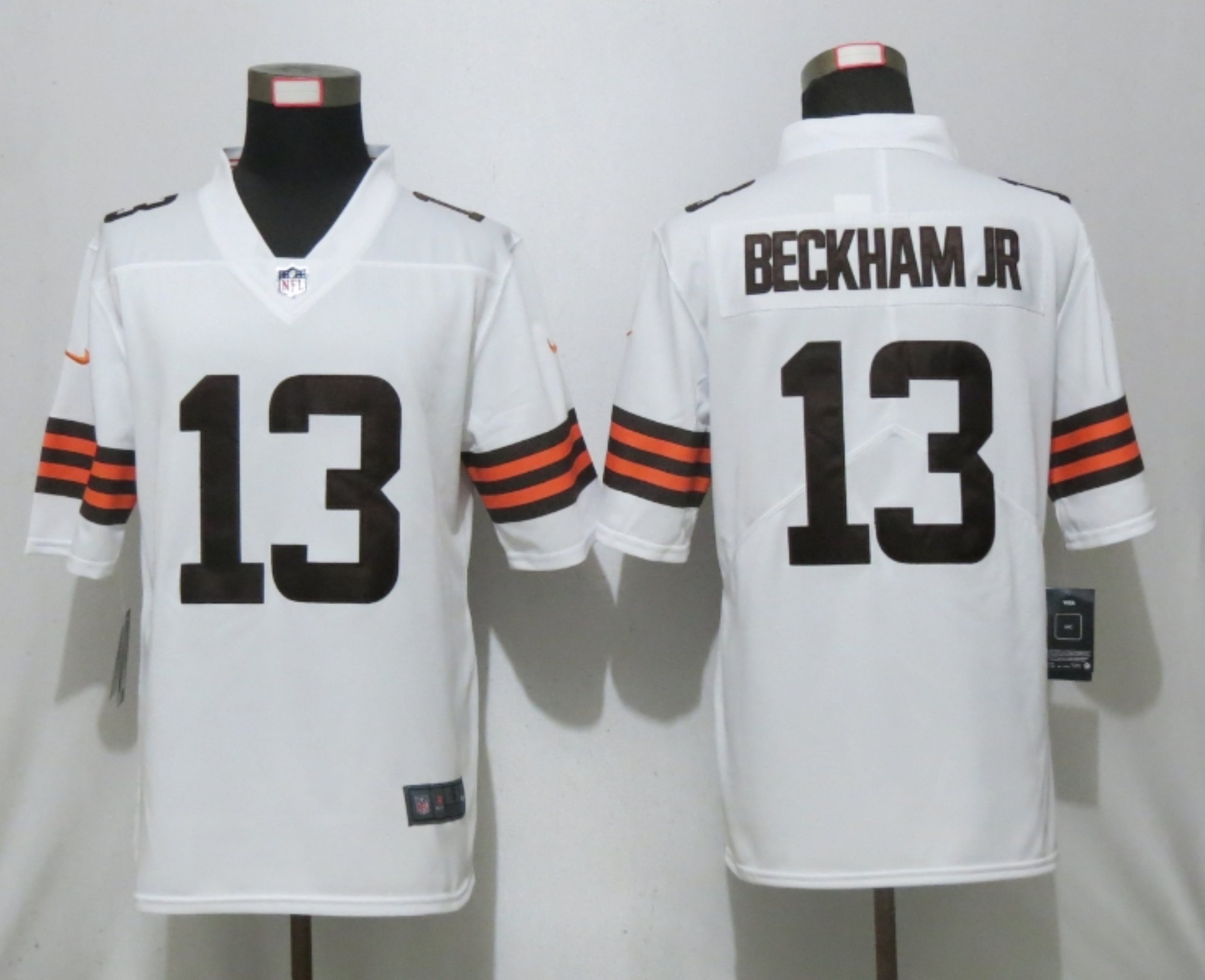 Men New Nike Cleveland Browns #13 Beckham jr White Vapor Limited Player Jersey->cleveland browns->NFL Jersey